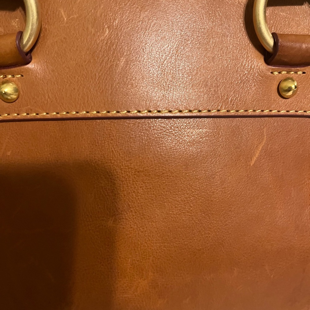 Dooney & Bourke Tan Leather Satchel with Brass Rings - Picture 7 of 8
